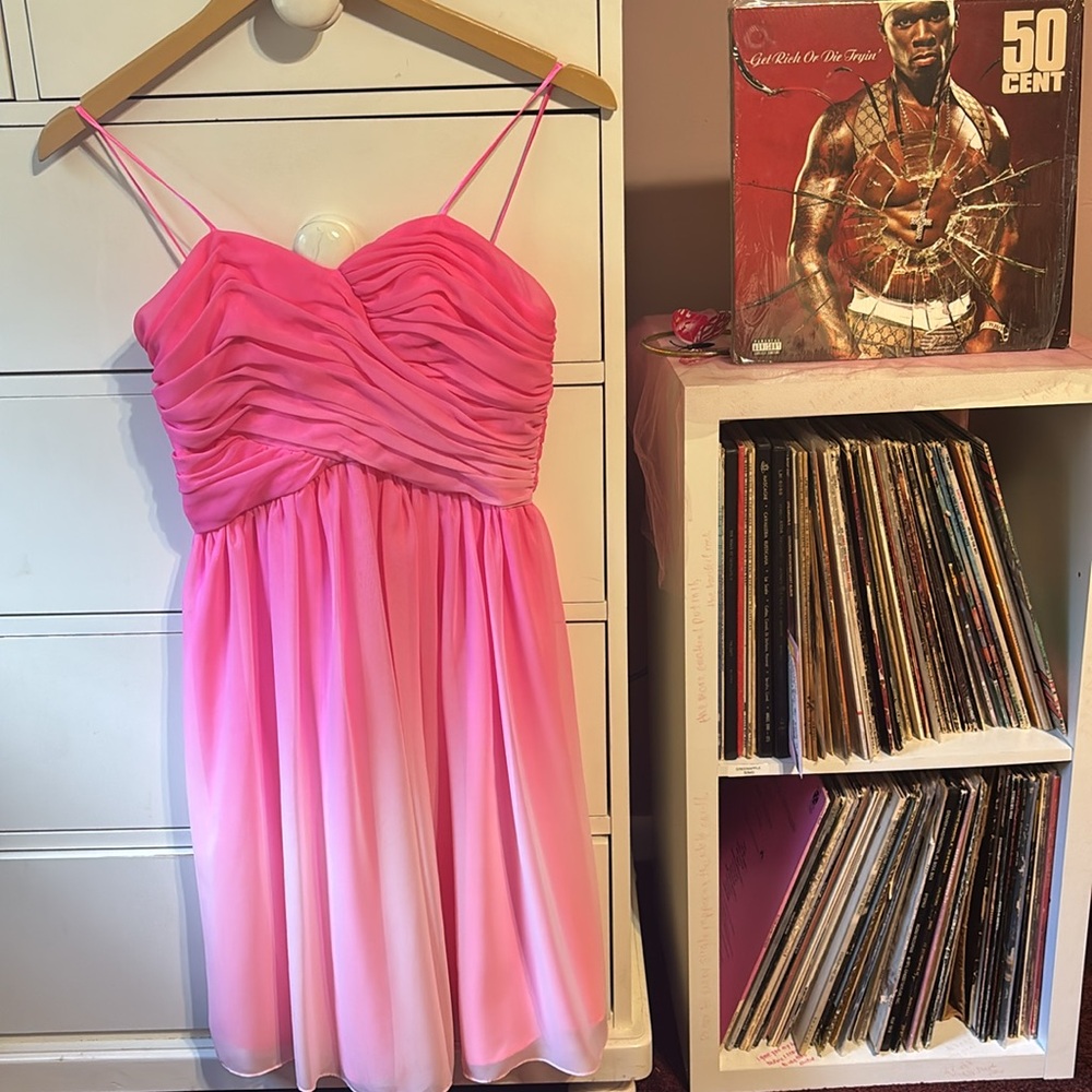 Vintage Y2k Pink Princess Mini Dress Ombré Tie Dye Ballerina Barbie Small Party